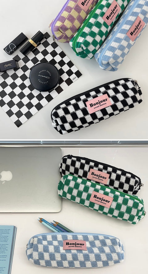 Checkerboard Pencil Case [4colors] | Pen Pouch