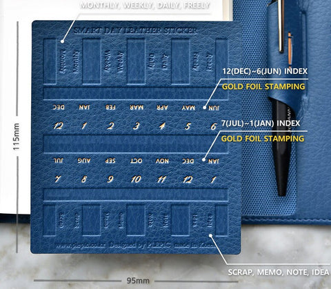 Leather Index Tab Sticker ver.4 [2colors] | Leather Texture