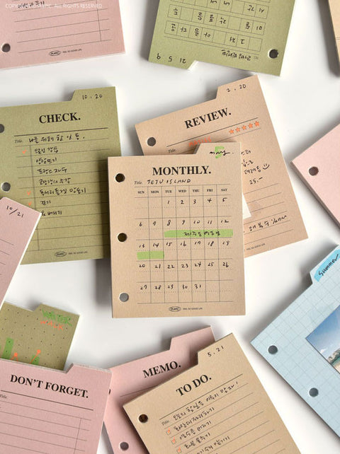Freestyle Index Pad Mini 3 Holes Inserts [17types] | 3 Ring Diary Inserts