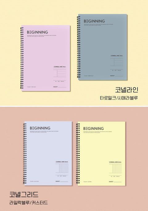 Beginning Twin Ring Notebook B5 [4types] | Line | Grid | Cornell