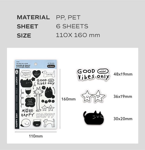 Doodle Daily Deco Sticker Pack [2types] | 6sheets