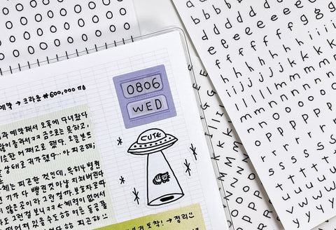 Uncut Thin Handwritten Alphabet Sticker | 9sheets