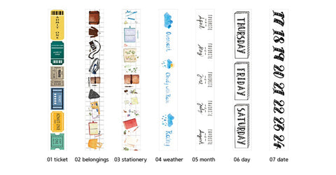 Weather and Date Masking Tape [6types] | Weather, Ticket