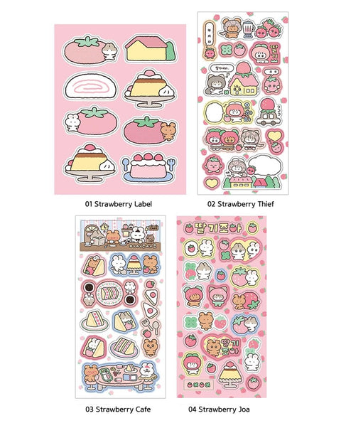 YOON GOO Strawberry Stickers [4types] | Planner Deco Sticker