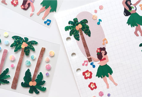 Hawaii Hula Dance Seal Sticker [2types] | Palm Tree Deco Sticker