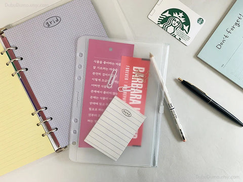 A5 Compound 6 Ring Zipper Pocket Inserts | A5 Refills