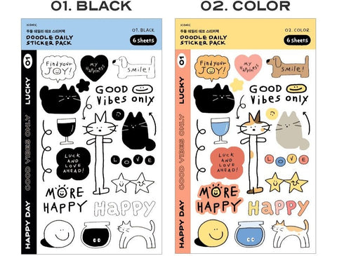 Doodle Daily Deco Sticker Pack [2types] | 6sheets