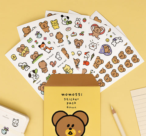 momossi Sticker Pack | 6sheets | Bear Sticker