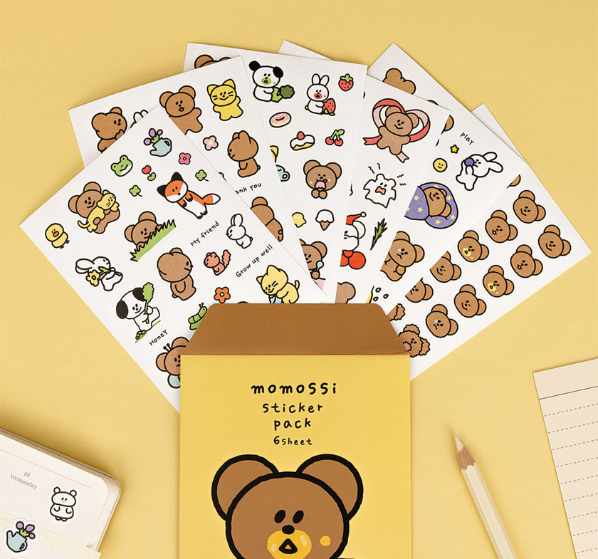 momossi Sticker Pack | 6sheets | Bear Sticker – dubudumo