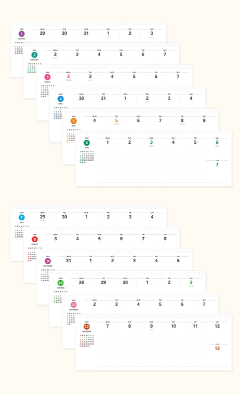2026 PRISM Horizontal Weekly Desk Scheduler | Desk Calendar