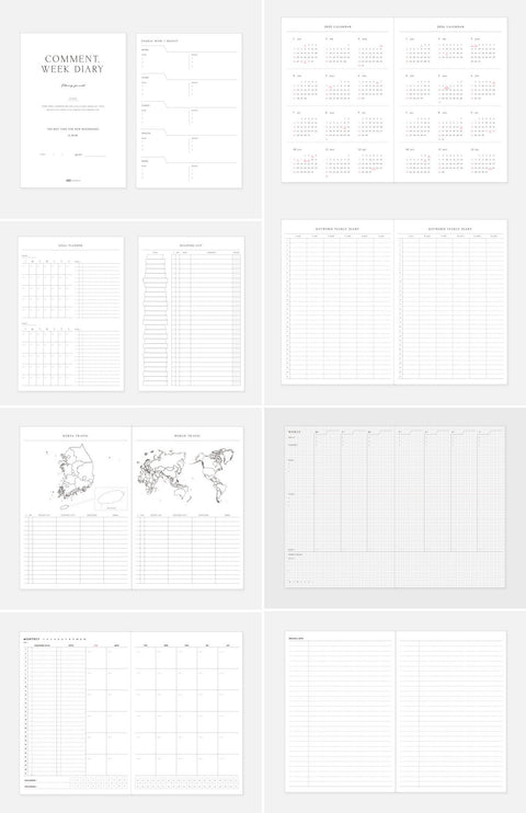 Comment Diary_Grid Weekly Planner B6 [5colors]