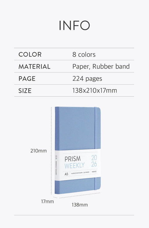 2026 PRISM A5 Weekly Diary [8colors] | Weekly Planner