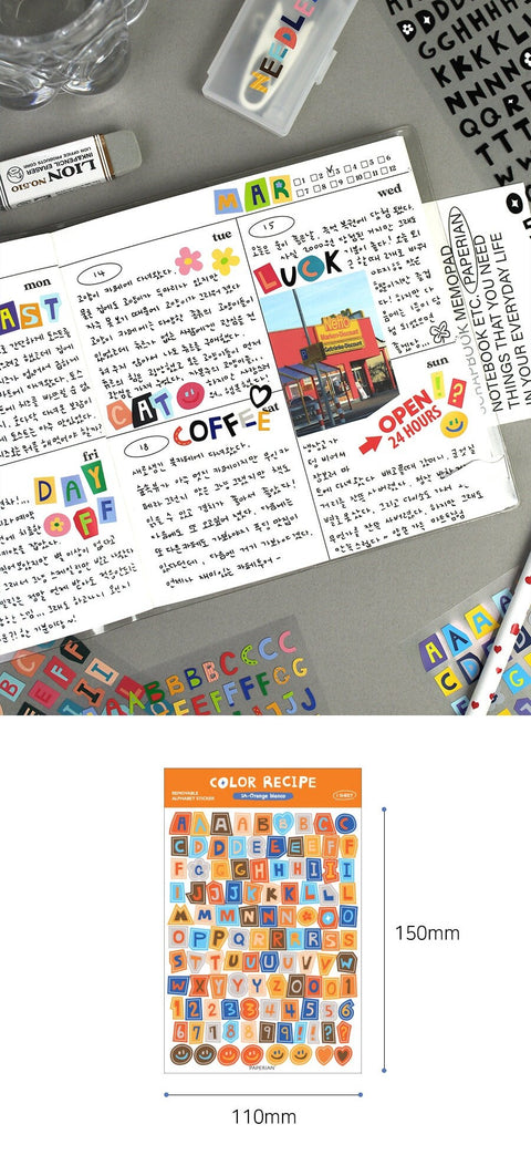 Color Recipe Alphabet Sticker [10types]