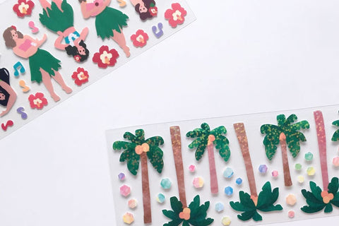 Hawaii Hula Dance Seal Sticker [2types] | Palm Tree Deco Sticker