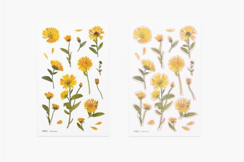 Pressed Flower Sticker [Calendula] | Printed Dried Flower Sticker