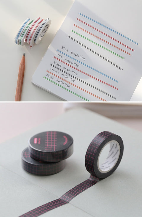 Crayon Check Black Pink Masking Tape