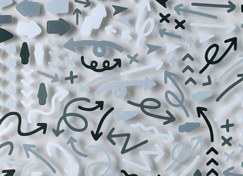Deco Seal Sticker [Gray Curved Arrow]