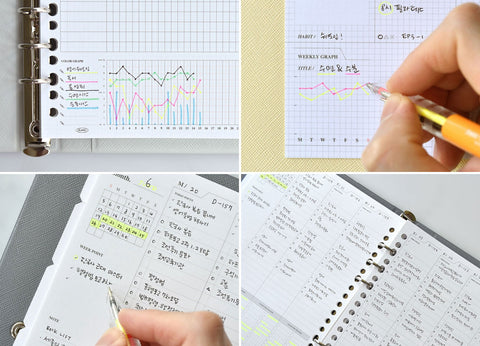 A5 Month Fit Planner Inserts Refill [3types] | 6 Holes Inserts