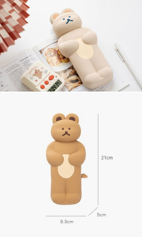 DONATDONAT Bear Silicone Pencil Pouch [2colors] | Bear Pen Case