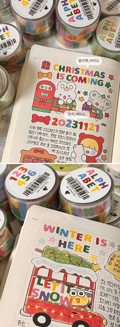 Alphabet | Number Kiss Cut Tape [6types] | Sticker