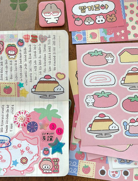 YOON GOO Strawberry Sticker Pack | Planner Deco Sticker