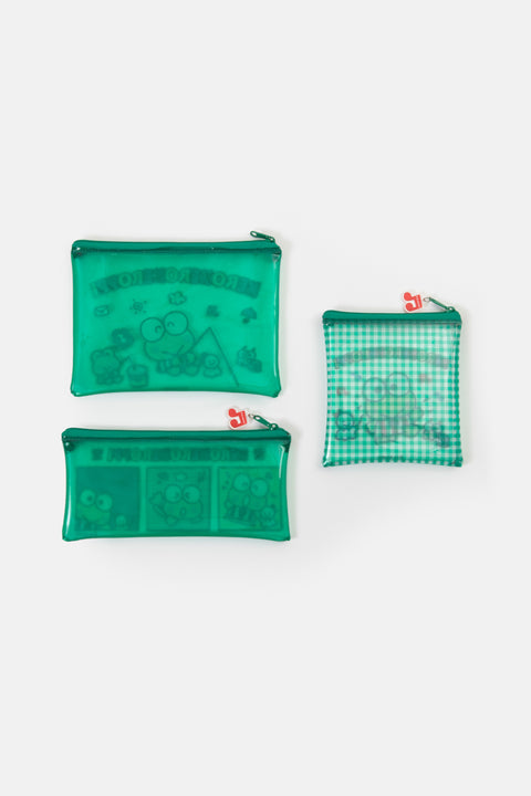 Sanrio PVC Clear Pouch 3PCS Set [ Kuromi | Kerokerokeroppi ]
