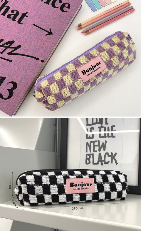 Checkerboard Pencil Case [4colors] | Pen Pouch