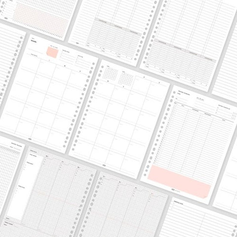 A5 Month Fit Planner Inserts Refill [3types] | 6 Holes Inserts