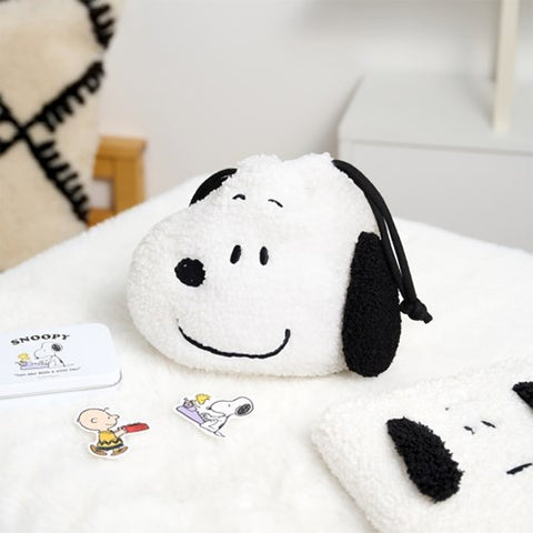 Peanuts Snoopy Pompom Face String Pouch