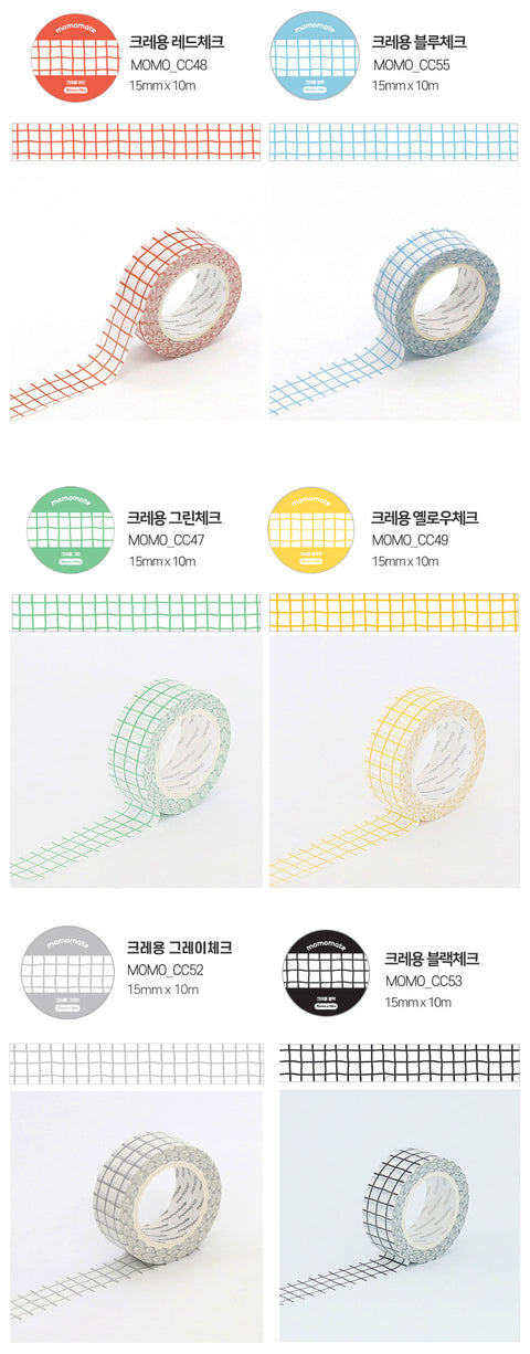 Crayon Check Masking Tape [6colors]