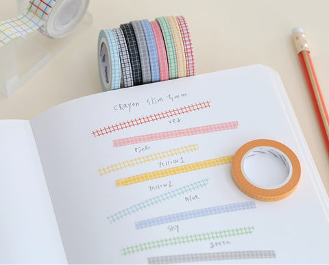 MOMOMATAE Crayon Check Slim Masking Tape [10colors]