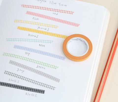 MOMOMATAE Crayon Check Slim Masking Tape [10colors]