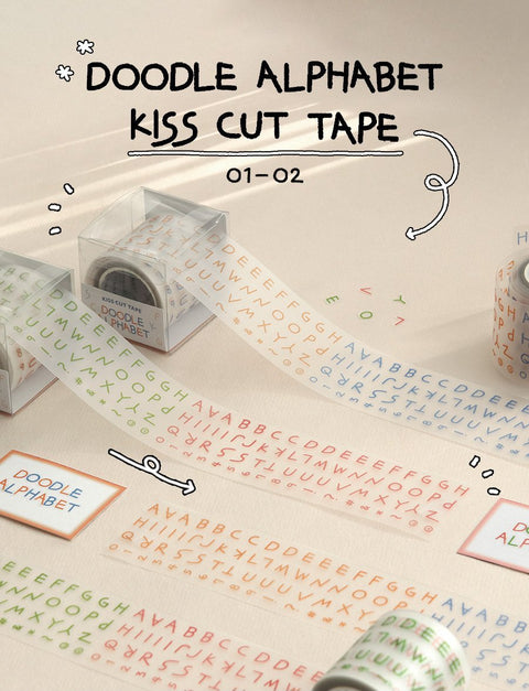 ICONIC Doodle Alphabet Kiss Cut Tape [2types]