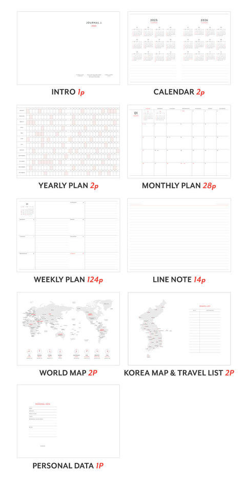 2025 Journal J. Weekly Planner B6 [7colors]