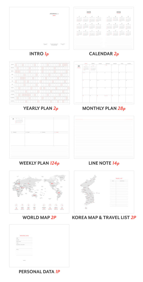 2025 Journal J. Weekly Planner A5 [7colors]