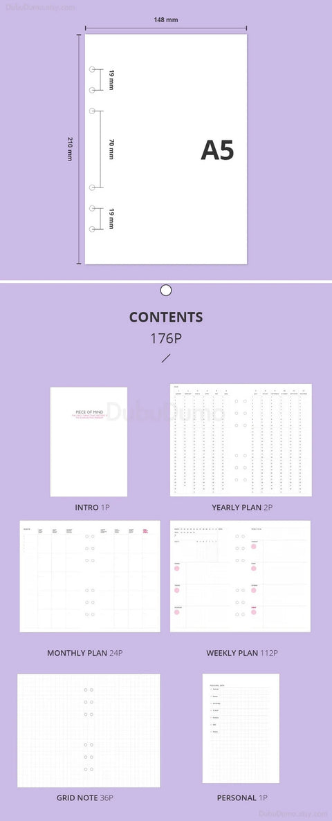 A5 6 Ring Cover + Planner Inserts [2types] | A5 Binder