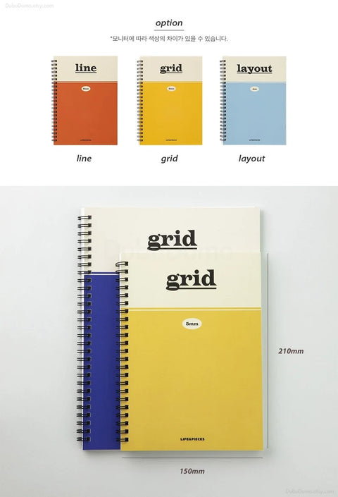 LIFE&PIECES A5 Spring Notebook [3types] | Line, Grid, Layout