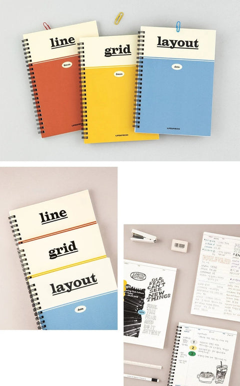 LIFE&PIECES A5 Spring Notebook [3types] | Line, Grid, Layout