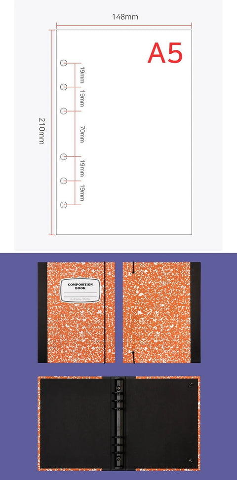 A5 Composition Hardcover Ring Binder 25R [Orange] | Black Ring