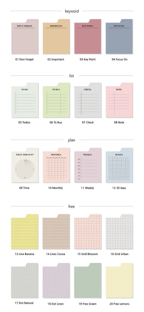 Index Sticky Notes [20types]