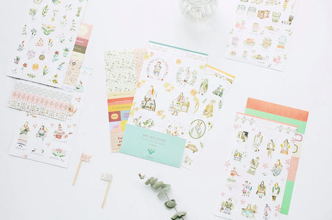 Mori Deco Sticker Pack | 9sheets | illustration & Label Sticker