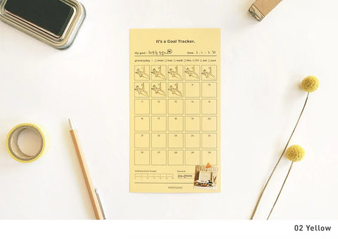 Monthly Goal Tracker 30days Memo Pad [2colors]