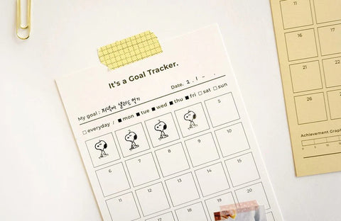 Monthly Goal Tracker 30days Memo Pad [2colors]