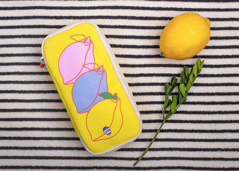 Fruits Cotton Pencil Case L [Lemon, Peach]