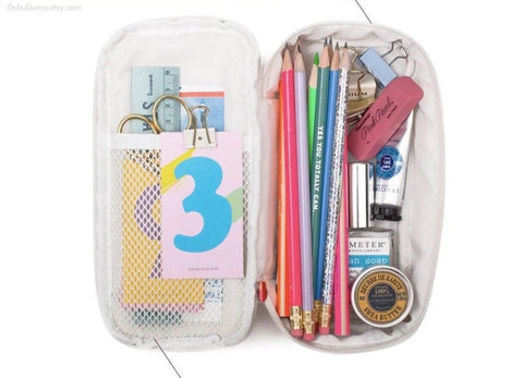 Fruits Cotton Pencil Case L [Lemon, Peach]