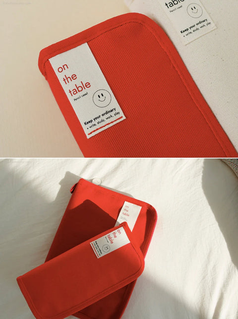 on the table Cotton Pencil Case [3colors]