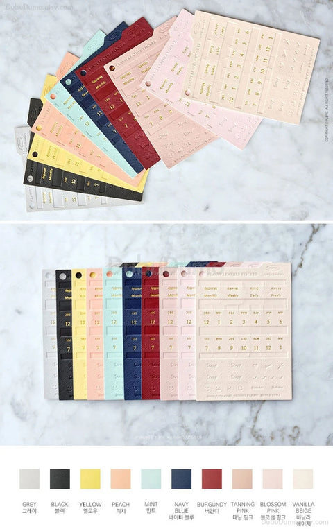 Classy Index Tab Sticker [10colors] | Leather Texture