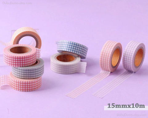 Line Check Masking Tape [4colors] | Grid Washi Tape