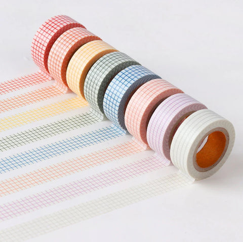 Line Check Masking Tape [4colors] | Grid Washi Tape