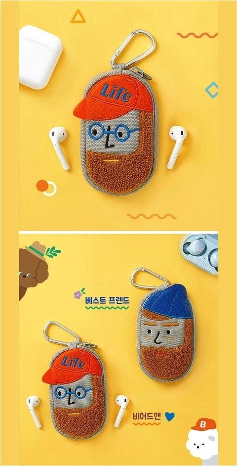 Beard Man AirPods Pouch [2types] | Key Ring